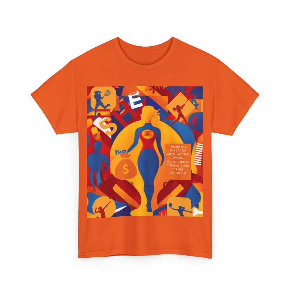 BIG SHE' what Level? Orange Pack Unisex Heavy Cotton Tee